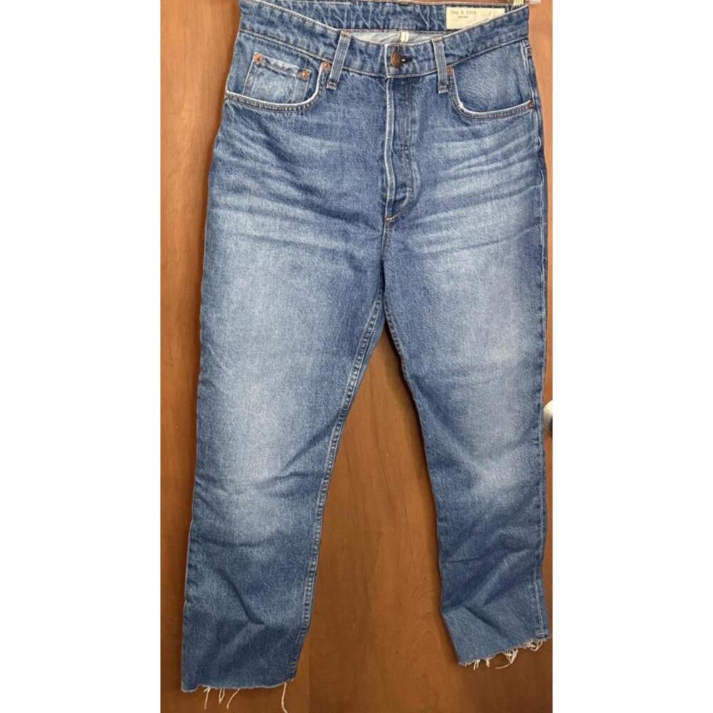 rag & bone Women’s Nina Jeans 28 Blue High-Rise Ankle Cigarette Raw Hem USA NWT